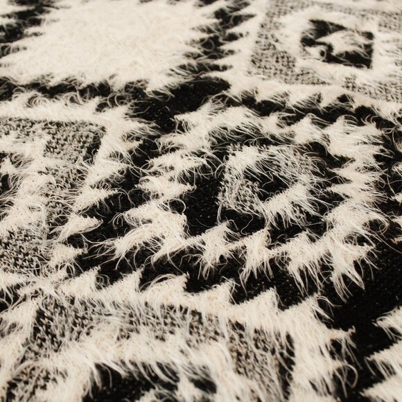 Dex 1963 Aztec Inspired Southwestern Sweater | Black & White Fuzzy Mohair Knit - Picture 5 of 10